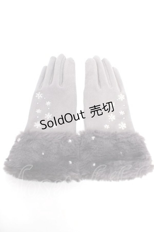 画像1: axes femme / 雪の結晶柄刺繍手袋  グレー Y-25-12-13-001-AX-ZA-SZ-ZT445-F005 (1)