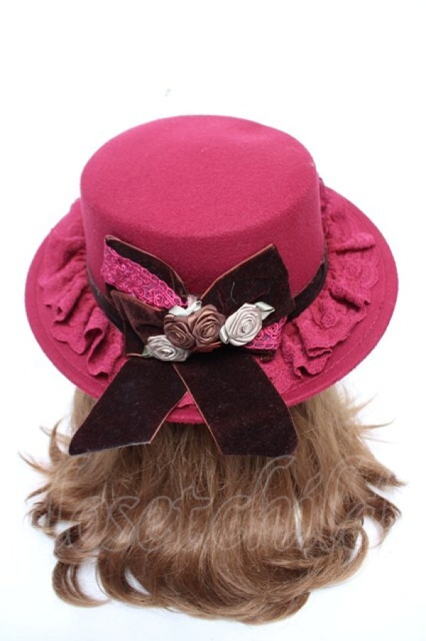 画像1: axes femme / ローズブーケフェルトカンカン  ワイン Y-25-12-13-005-AX-AC-SZ-ZY (1)