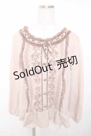 画像: axes femme / 襟ファープリントカットソー  ピンク Y-25-12-13-038-AX-TO-SZ-ZY