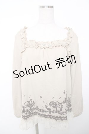 画像: axes femme / フロッキープリントトップス  ベージュ Y-25-12-13-040-AX-TO-SZ-ZI