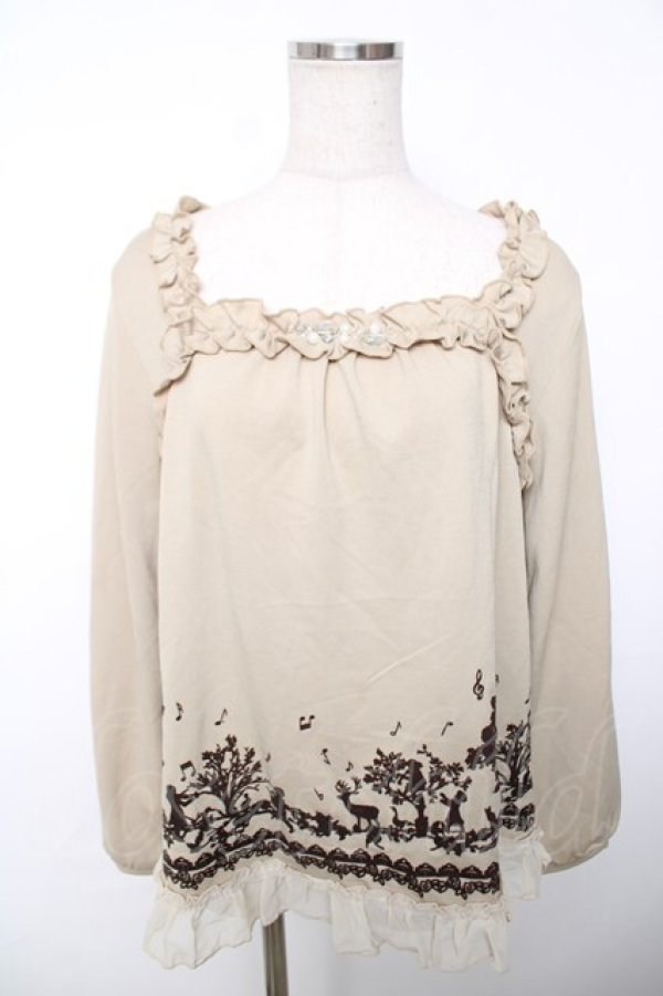 画像1: axes femme / フロッキープリントトップス  ベージュ Y-25-12-13-040-AX-TO-SZ-ZI (1)