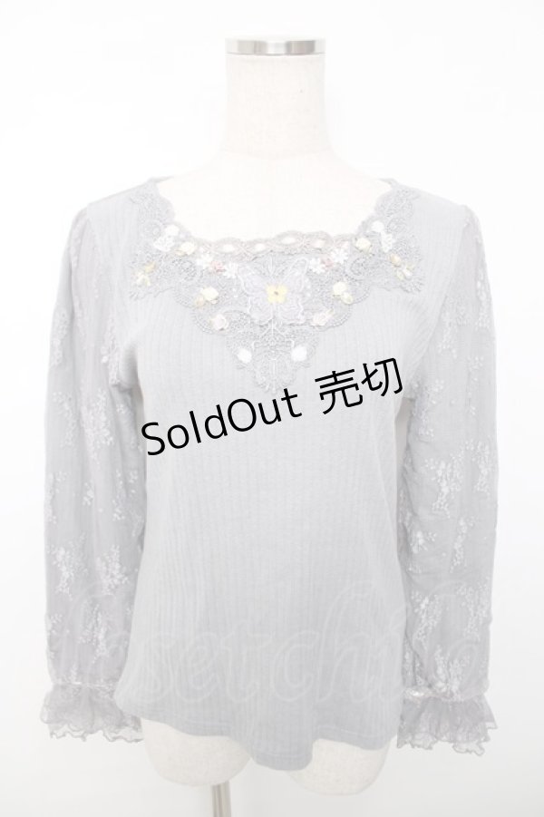 画像1: axes femme / ローズガーデン×蝶レースプルオーバー  グレー Y-25-12-13-042-AX-TO-SZ-ZI (1)