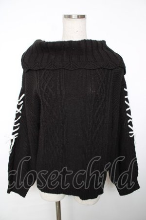 画像: axes femme / 袖レースアップニットプルオーバー F 黒 Y-25-12-13-045-AX-TO-SZ-ZY