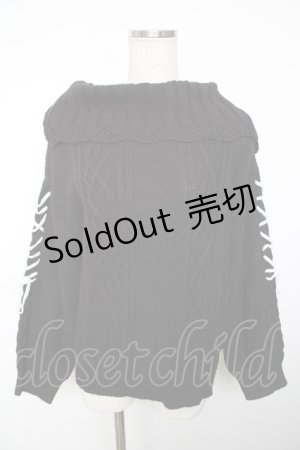 画像: axes femme / 袖レースアップニットプルオーバー F 黒 Y-25-12-13-045-AX-TO-SZ-ZY