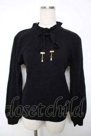 画像: axes femme / リボン付きニット M 黒 Y-25-12-13-047-AX-TO-SZ-ZY