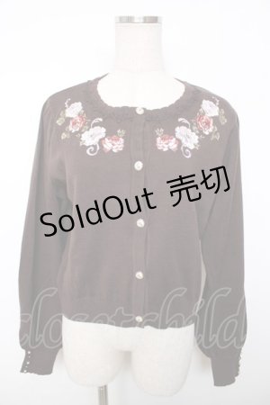 画像: axes femme / クラシカルフラワー刺繍カーディガン/ミュルーズ染織美術館コラボ  Dブラウン Y-25-12-13-050-AX-TO-SZ-ZY