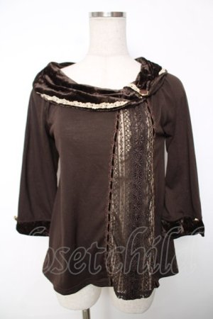 画像: axes femme / ベロアネックカットソー  ブラウン Y-25-12-13-051-AX-TO-SZ-ZY