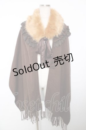 画像: axes femme / ファーカラー付きストール 200×60cm 茶 Y-25-12-13-052-AX-ZA-SZ-ZY