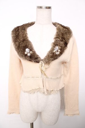 画像: axes femme / ファー付ショート丈カーデ  キナリ Y-25-12-13-053-AX-TO-SZ-ZY