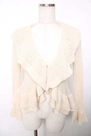 画像: axes femme / ラメニットフリルカーディガン  生成り Y-25-12-13-054-AX-TO-SZ-ZY