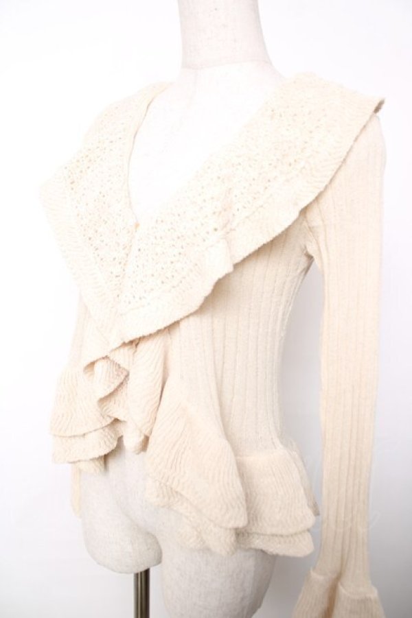 画像3: axes femme / ラメニットフリルカーディガン  生成り Y-25-12-13-054-AX-TO-SZ-ZI (3)
