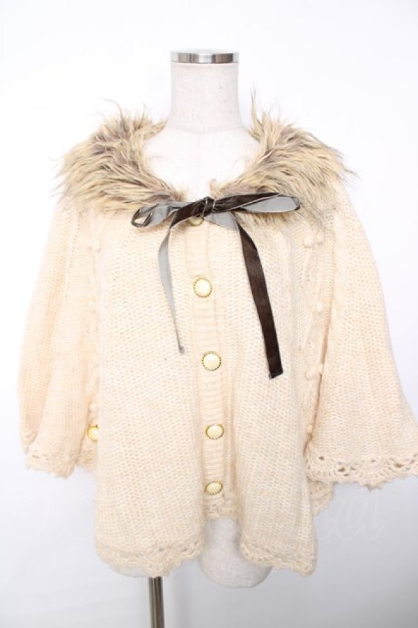 画像1: axes femme / ニットポンチョ M 生成り Y-25-12-13-056-AX-JA-SZ-ZY (1)