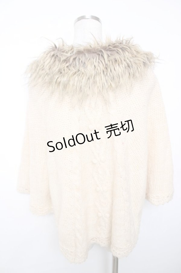 画像2: axes femme / ニットポンチョ M 生成り Y-25-12-13-056-AX-JA-SZ-ZI (2)