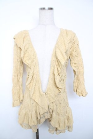 画像: axes femme / ラッフルフリル鍵編みボレロ M イエロー Y-25-12-13-059-AX-TO-SZ-ZY