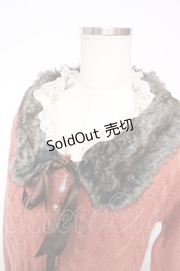 画像3: axes femme / ファー襟付きケーブルニットカーディガン M アワピンク Y-25-12-13-060-AX-TO-SZ-ZI (3)