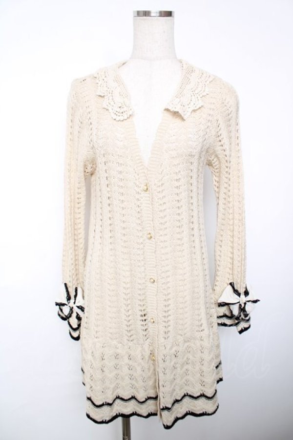 画像1: axes femme / 袖リボンカーディガン  生成り Y-25-12-13-061-AX-TO-SZ-ZI (1)