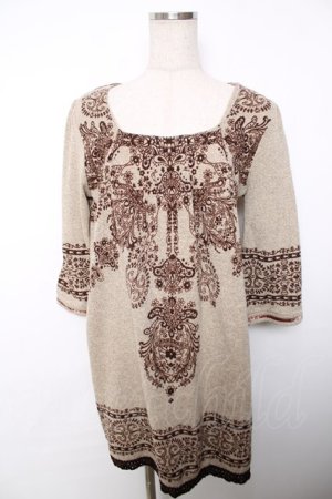 画像: axes femme / プリントチュニック  ベージュ Y-25-12-13-064-AX-OP-SZ-ZY