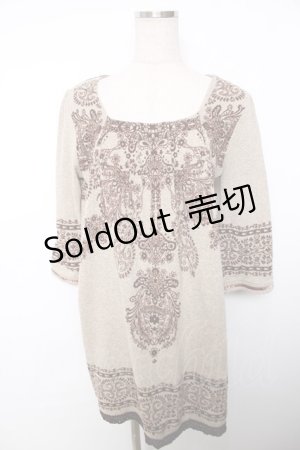 画像: axes femme / プリントチュニック  ベージュ Y-25-12-13-064-AX-OP-SZ-ZI