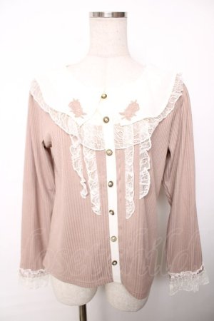 画像: axes femme / レースフリル重ね着風リブPO M ベージュ Y-25-12-13-008-AX-TO-SZ-ZY