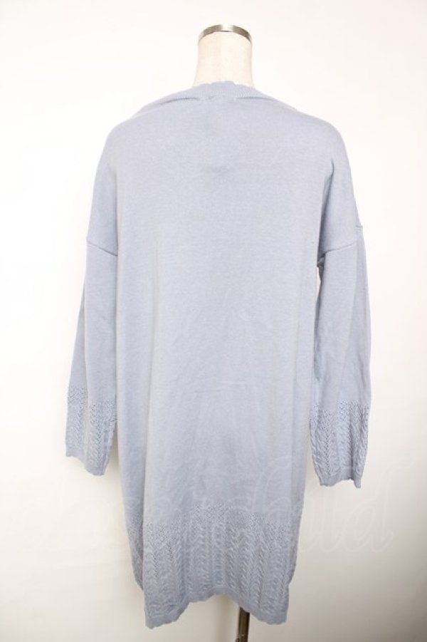 画像2: axes femme / バラ刺繍ロングニットカーデ M サックス Y-25-12-13-067-AX-TO-SZ-ZS (2)