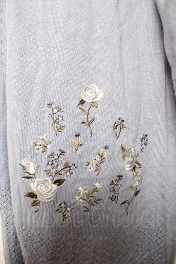 画像3: axes femme / バラ刺繍ロングニットカーデ M サックス Y-25-12-13-067-AX-TO-SZ-ZS (3)