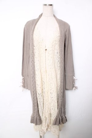 画像: axes femme / ジレ重ね着風ロングカーディガン  グレージュ Y-25-12-13-069-AX-BL-SZ-ZY