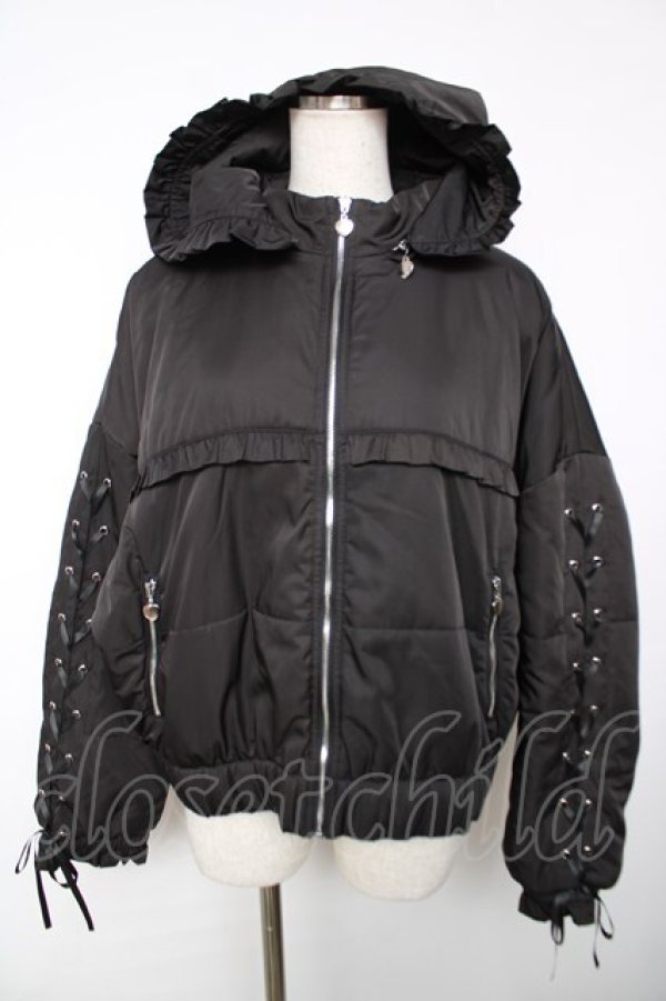 画像1: Honey Cinnamon / 袖レースアップ中綿ジャケット F 黒 Y-25-12-13-072-LO-JA-SZ-ZY (1)