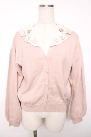 画像: axes femme / ローズガーデン襟ニットカーデ M 淡ピンク Y-25-12-13-009-AX-TO-SZ-ZY