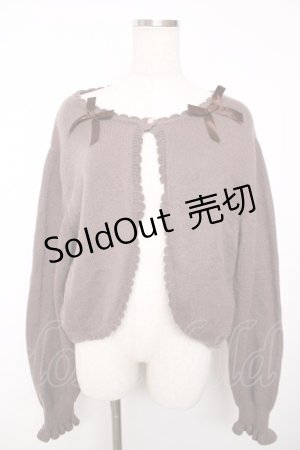 画像: m petit by misako / リボンニットボレロ 3L 茶 Y-25-12-13-075-LO-TO-SZ-ZY