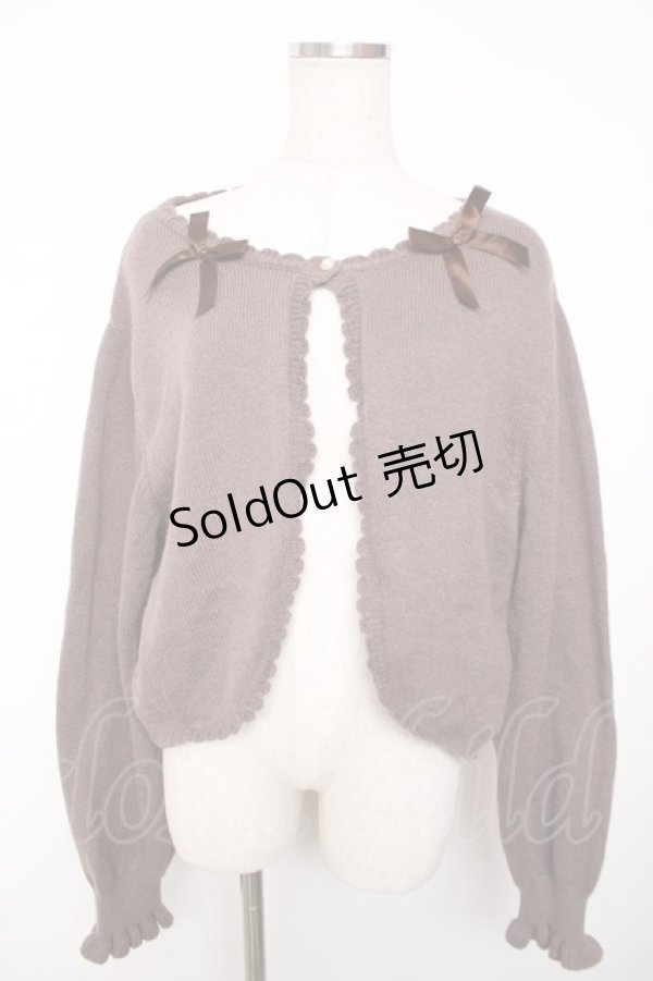 画像1: m petit by misako / リボンニットボレロ 3L 茶 Y-25-12-13-075-LO-TO-SZ-ZY (1)