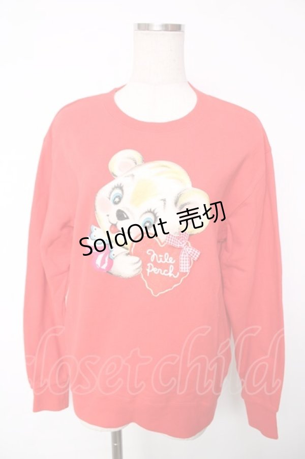画像1: Nile Perch / プリントスウェット  赤 Y-25-12-13-077-LO-TO-AS-ZI (1)