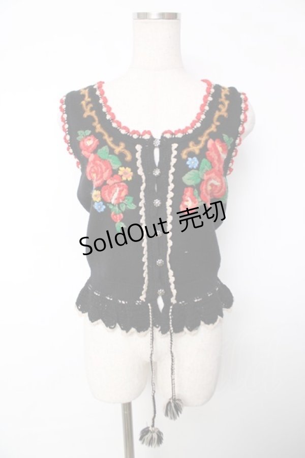 画像1: Jane Marple / ニットベスト M 黒 Y-25-12-13-080-JM-TO-SZ-ZI (1)