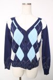 画像1: WC / アーガイル長袖カーデ F 紺 Y-25-12-13-083-LO-TO-SZ-ZS (1)