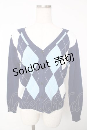 画像: WC / アーガイル長袖カーデ F 紺 Y-25-12-13-083-LO-TO-SZ-ZS