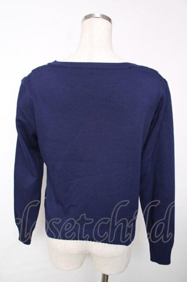 画像2: WC / アーガイル長袖カーデ F 紺 Y-25-12-13-083-LO-TO-SZ-ZS (2)