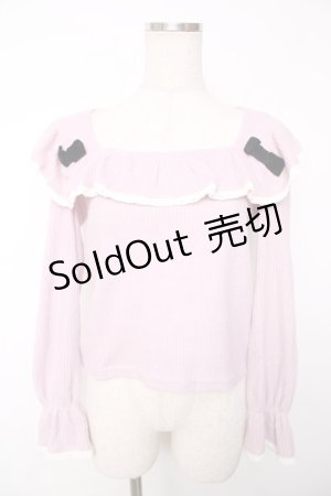 画像: Bubbles / リボン付きスクエアネックニット F ピンク Y-25-12-13-086-CA-TO-SZ-ZY