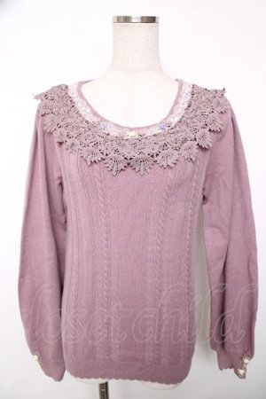画像: axes femme / 巻薔薇×パールデザインニット F ラベンダー Y-25-12-13-010-AX-TO-SZ-ZY