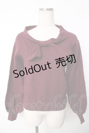 画像: F&A / ボウタイニットプルオーバー F ワイン Y-25-12-13-093-LO-TO-SZ-ZY