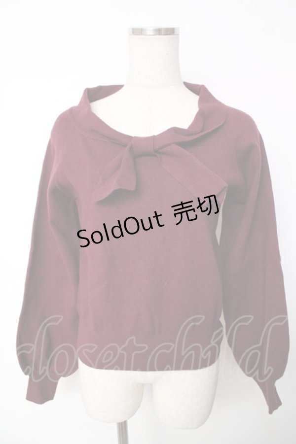 画像1: F&A / ボウタイニットプルオーバー F ワイン Y-25-12-13-093-LO-TO-SZ-ZY (1)