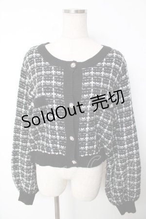 画像: Dear My Love / ツイード柄ショート丈ニットカーディガン LL 黒 Y-25-12-13-097-EL-TO-SZ-ZY