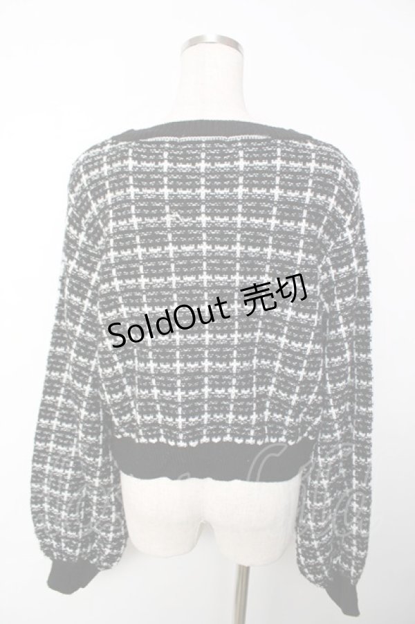 画像2: Dear My Love / ツイード柄ショート丈ニットカーディガン LL 黒 Y-25-12-13-097-EL-TO-SZ-ZY (2)