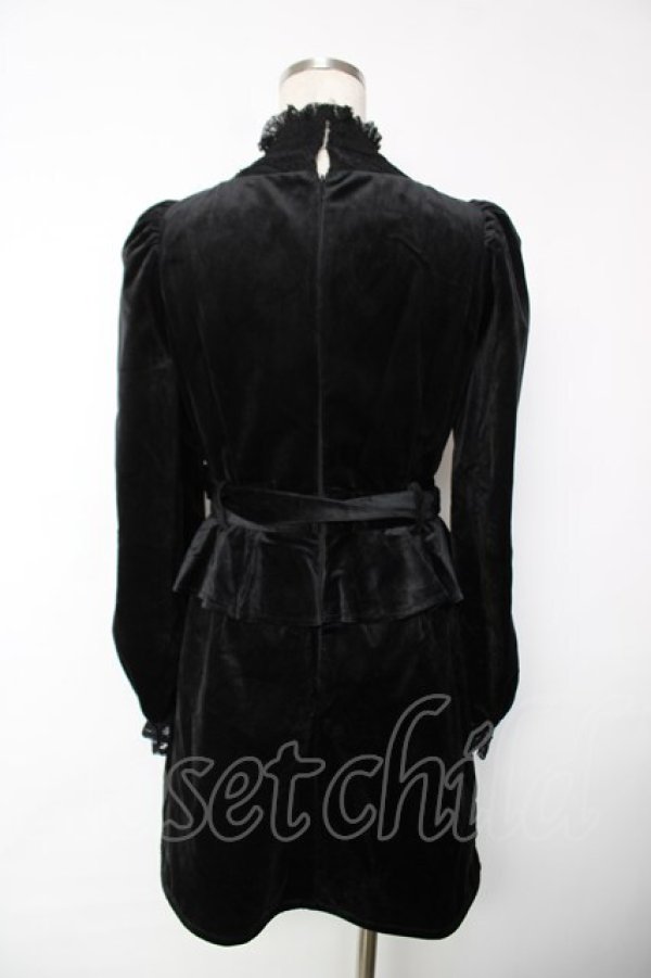 画像2: Bubbles / 編み上げリボンベロアペプラムミニワンピース F 黒 Y-25-12-13-099-CA-OP-SZ-ZY (2)