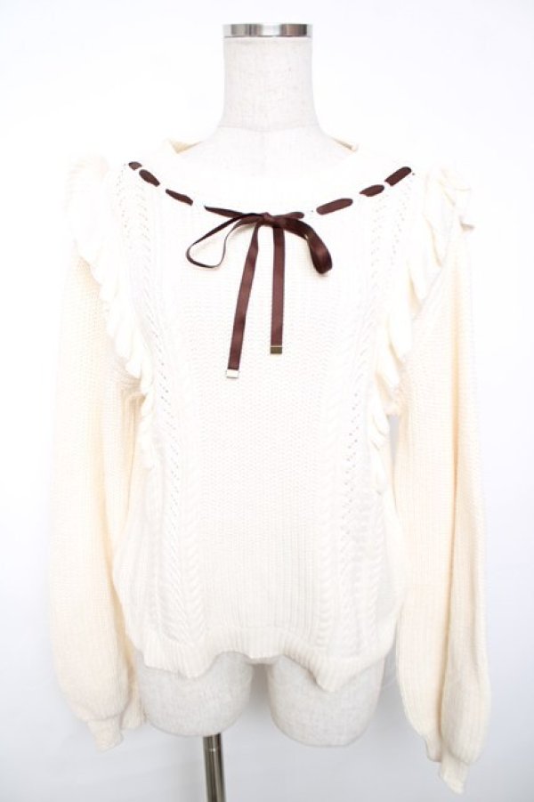 画像1: axes femme / 肩フリルニット F 生成り Y-25-12-13-011-AX-TO-SZ-ZY (1)