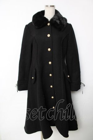 画像: axes femme / ファー襟フィッシュテールコート  黒 Y-25-12-13-104-AX-CO-SZ-ZY