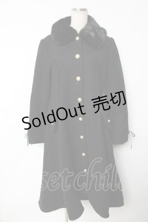 画像: axes femme / ファー襟フィッシュテールコート  黒 Y-25-12-13-104-AX-CO-SZ-ZY