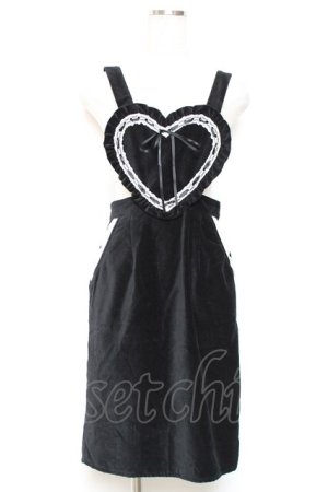 画像: Honey Cinnamon / ハートエプロンジャンスカ F 黒×白 Y-25-12-13-107-LO-OP-SZ-ZY