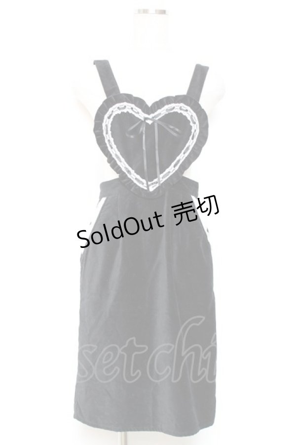 画像1: Honey Cinnamon / ハートエプロンジャンスカ F 黒×白 Y-25-12-13-107-LO-OP-SZ-ZS (1)