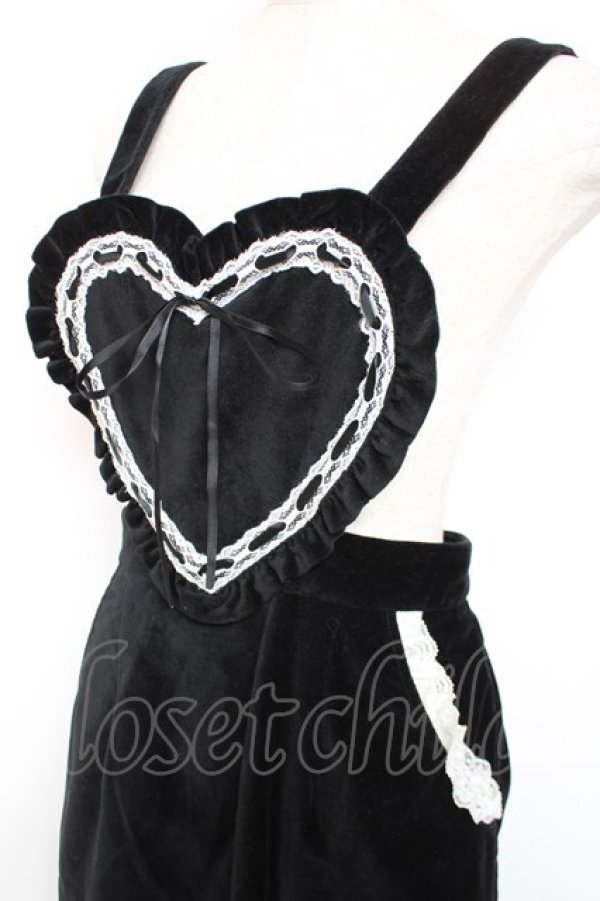 画像3: Honey Cinnamon / ハートエプロンジャンスカ F 黒×白 Y-25-12-13-107-LO-OP-SZ-ZS (3)