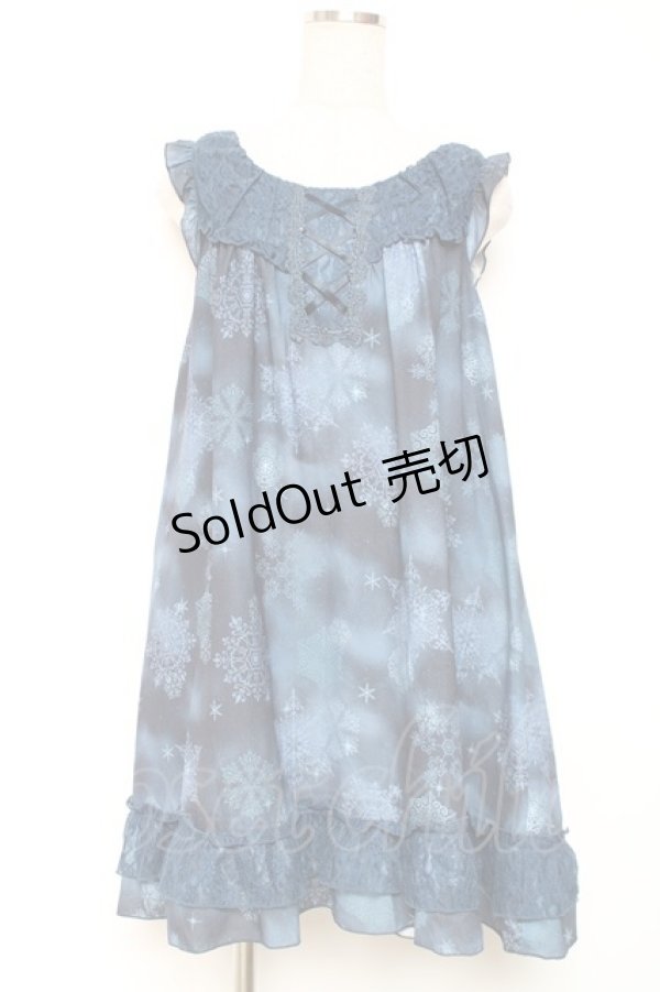 画像1: axes femme / 雪の結晶柄Aラインチュニック M 紺 Y-25-12-13-112-AX-OP-SZ-ZI (1)