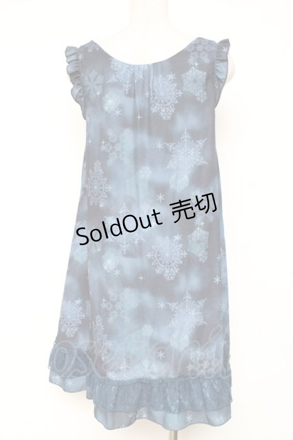 画像2: axes femme / 雪の結晶柄Aラインチュニック M 紺 Y-25-12-13-112-AX-OP-SZ-ZI (2)